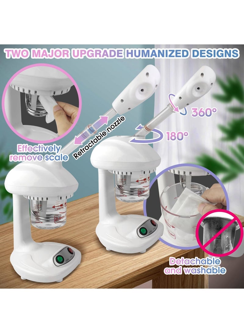 SYOSI Nano Ionic Face Steamer - Deep Cleaning Facial Steamer with Extendable Arm and 360° Rotating Nozzle - Auto Shut Off & Detachable Water Tank for Home Salon Use - Image 4